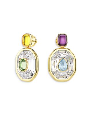 Chroma Octagon Crystal Asymmetrical Drop Earrings