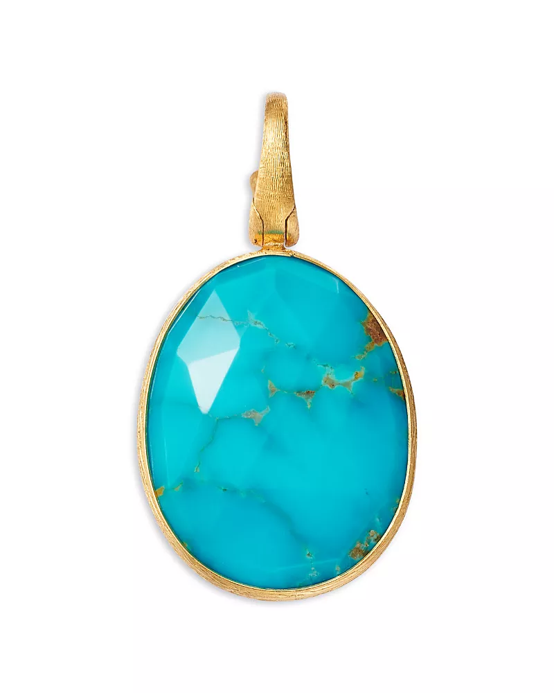 Marco Bicego 18K Yellow Gold Lunaria Color Turquoise Oval Pendant