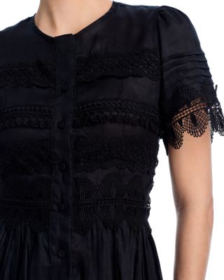 Violette Lace Trim Linen Dress