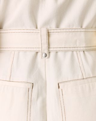 Petite Denim Pintuck Belted Jumpsuit