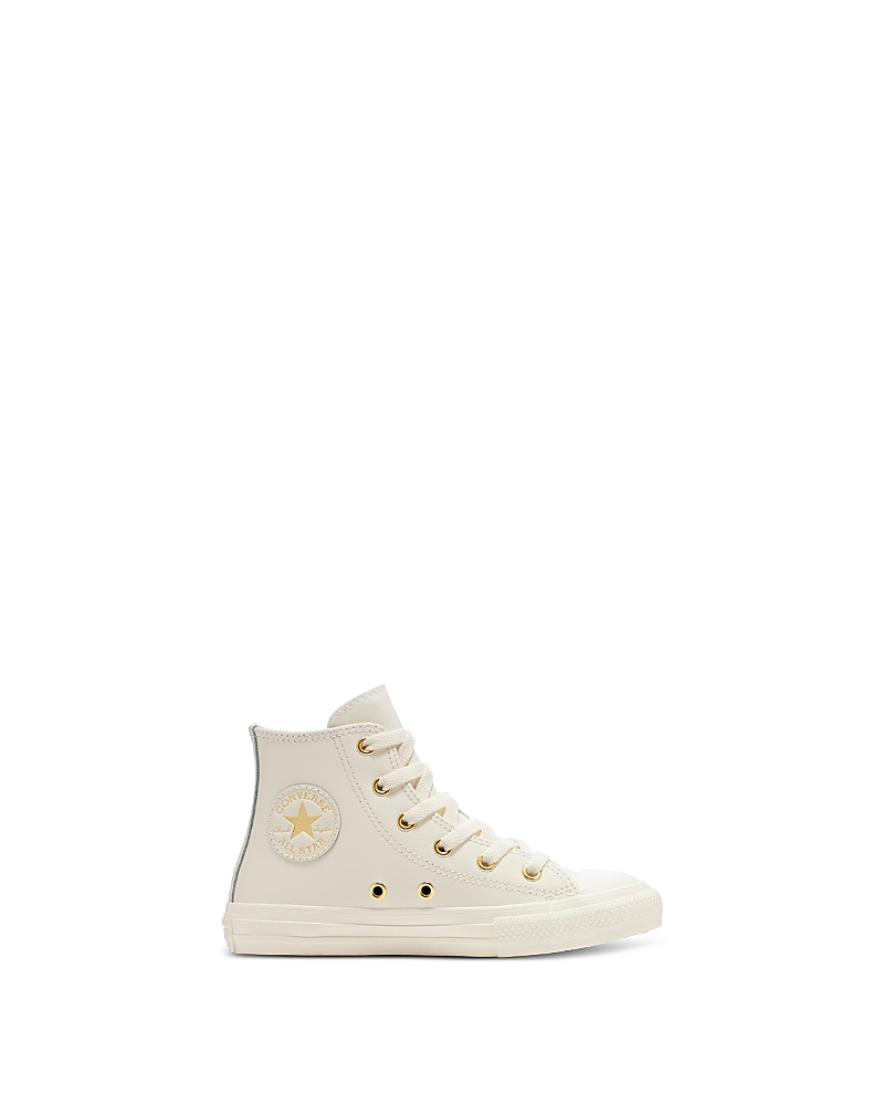 Shop Converse Girls' Chuck Taylor All Star Lace Up Sneakers - Little Kid In Egret/metallic Light Gold