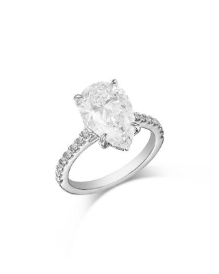 Lab Grown Pear & Round Cut Diamond Engagement Ring in 18K White Gold, 4.3 tcw