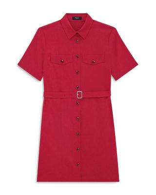 Linen Blend Military Mini Dress