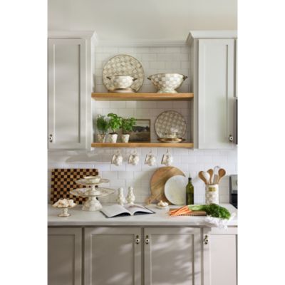 Mocha Check Large Pedestal Platter