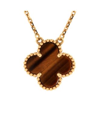 Pre-Owned Van Cleef & Arpels - Vintage Alhambra Pendant Necklace 18K Gold and Tiger Eye