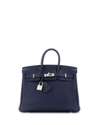 Pre-Owned HERMÈS - Birkin 25 Handbag Blue Togo with Palladium Hardware