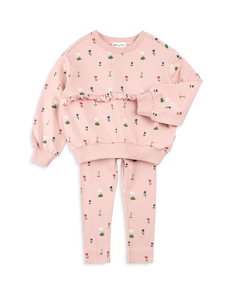 Shop Miles The Label Girls' Ruffle Sweatshirt & Leggings Set - Baby In Light Pink
