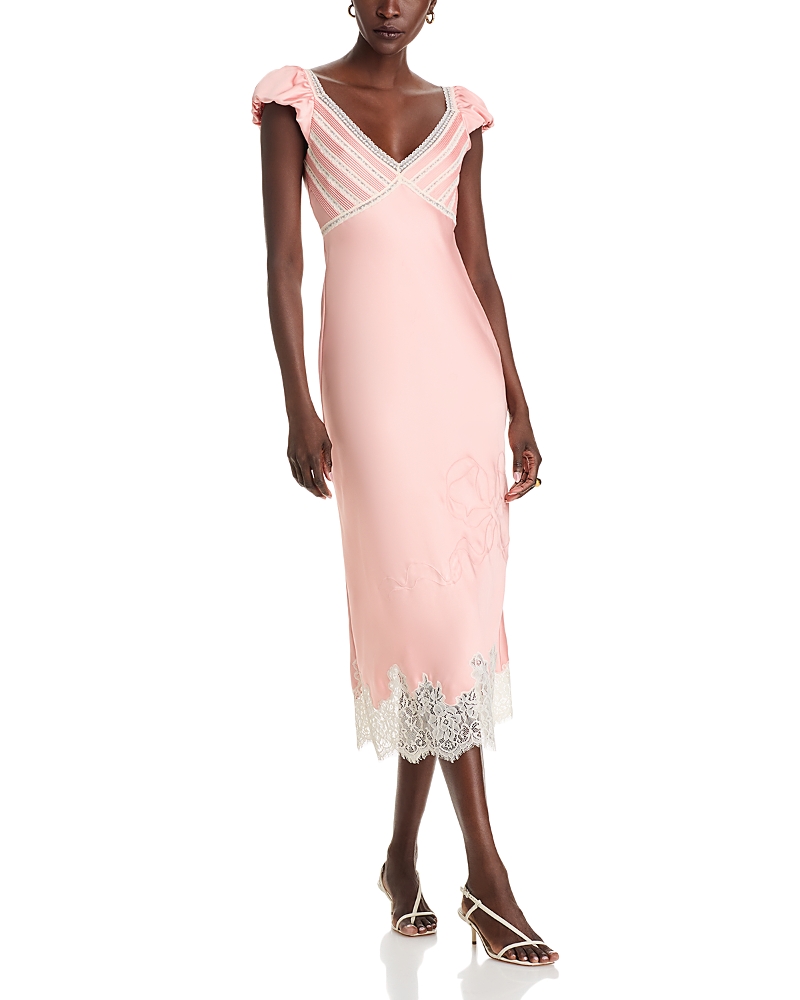 LoveShackFancy Brinkley Lace Trim Slip Dress