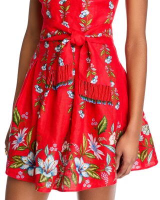 Sweet Bloom Bouquet Red Sleeveless Mini Dress