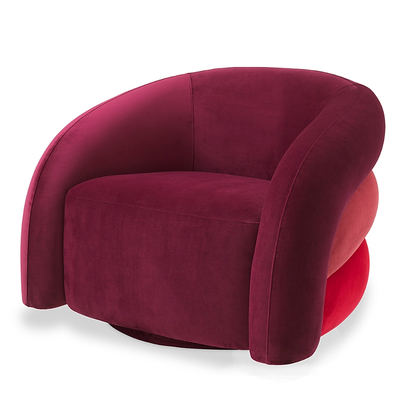 Eichholtz Novelle Swivel Chair In Savona Bordeaux Velvet