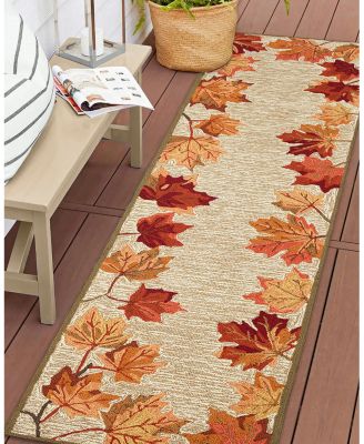 Liora Manne Ravella Falling Leaves Border Runner Area Rug, 2' x 8'