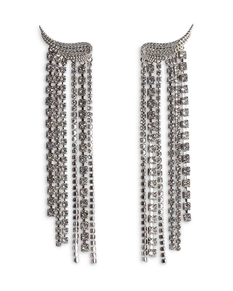 ZADIG & VOLTAIRE ROCK SILVER TONE DIAMANTE DROP EARRINGS