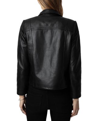 Litchi Cuir Lisse Leather Jacket