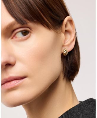 Solid Yellow Gold Rope Huggie Studs