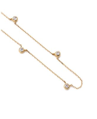  Solid Yellow Gold Lab-Grown Diamond Station Necklace