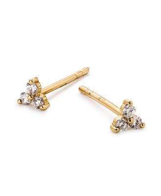Gold Diamond Trefoil Stud Earrings