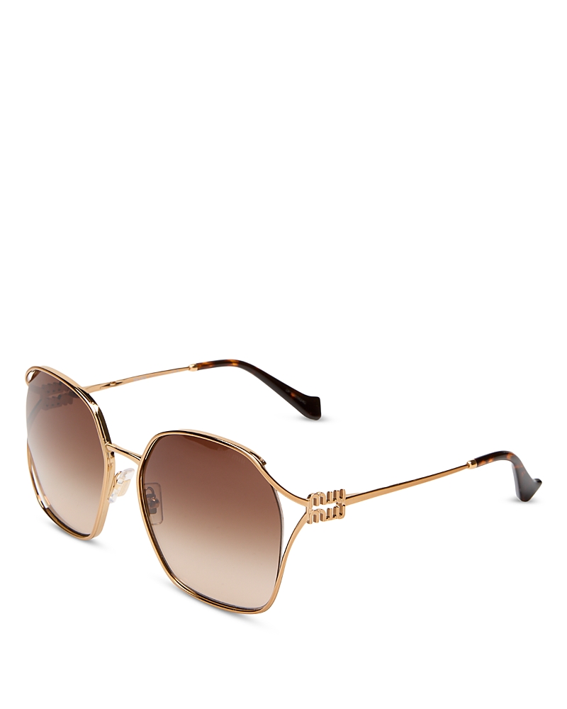 Miu Miu Womens Gold Mu 52ws Square-frame Metal Sunglasses In Brass