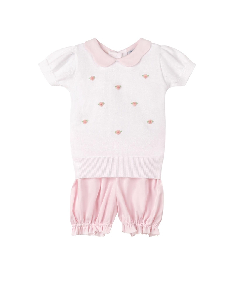 Feltman Brothers Girls' Daisy Sweater Set - Baby, Little Kid In White/pink