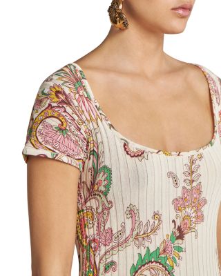 Printed Square Neck Midi Dress