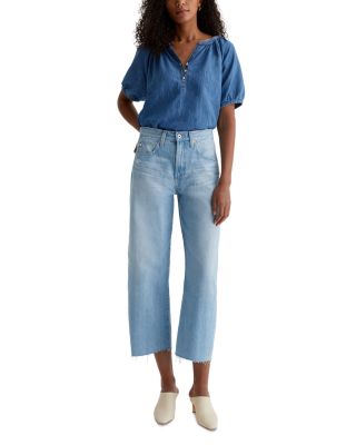 Hattie Crop High Rise Barrel Leg Jeans in Sunrise