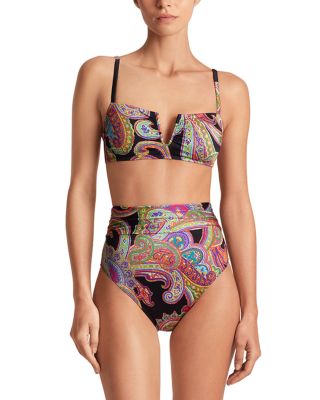 Ralph Lauren - Shirred Over The Shoulder Bikini Top & Semi Shirred High Waist Bikini Bottom