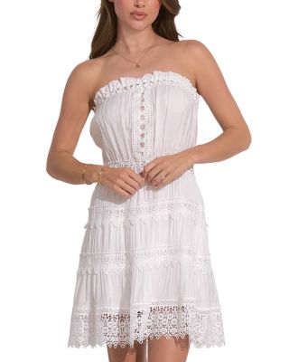 Strapless Crochet Trim Dress
