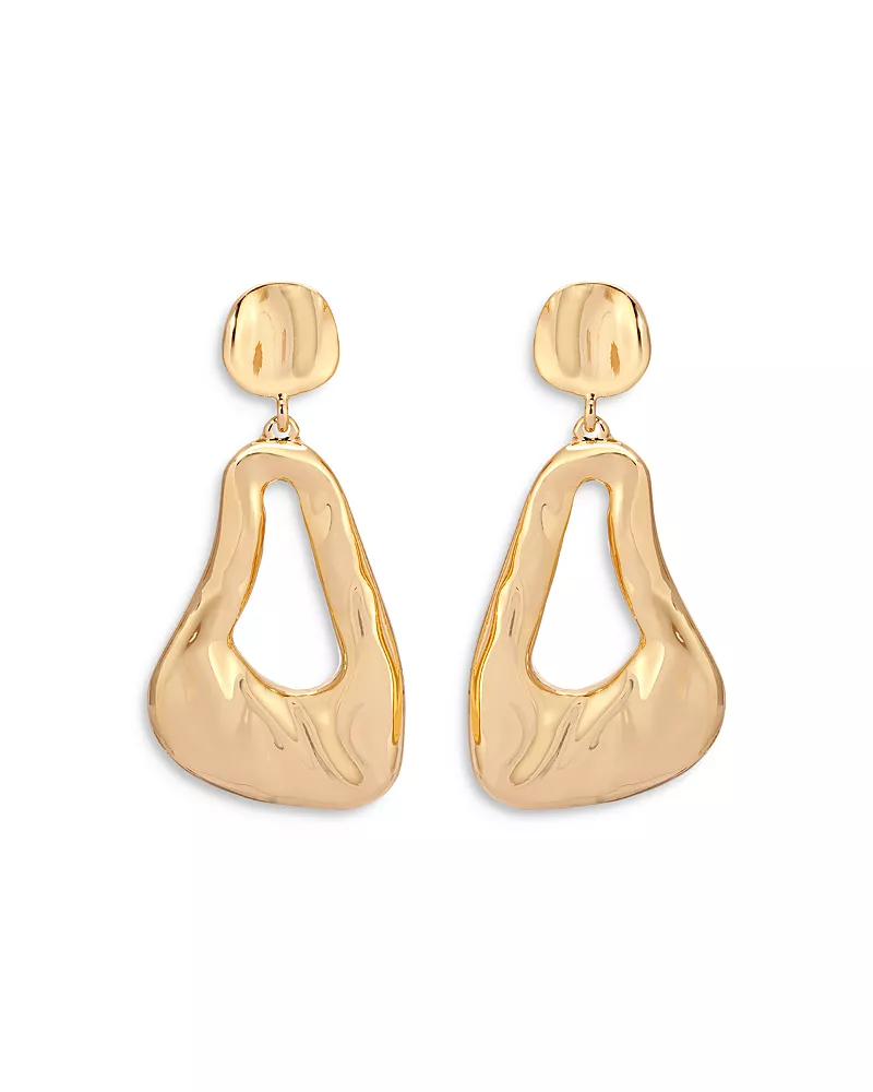 Ettika Molten 18K Yellow Gold Plated Drop Earrings, 1.9L