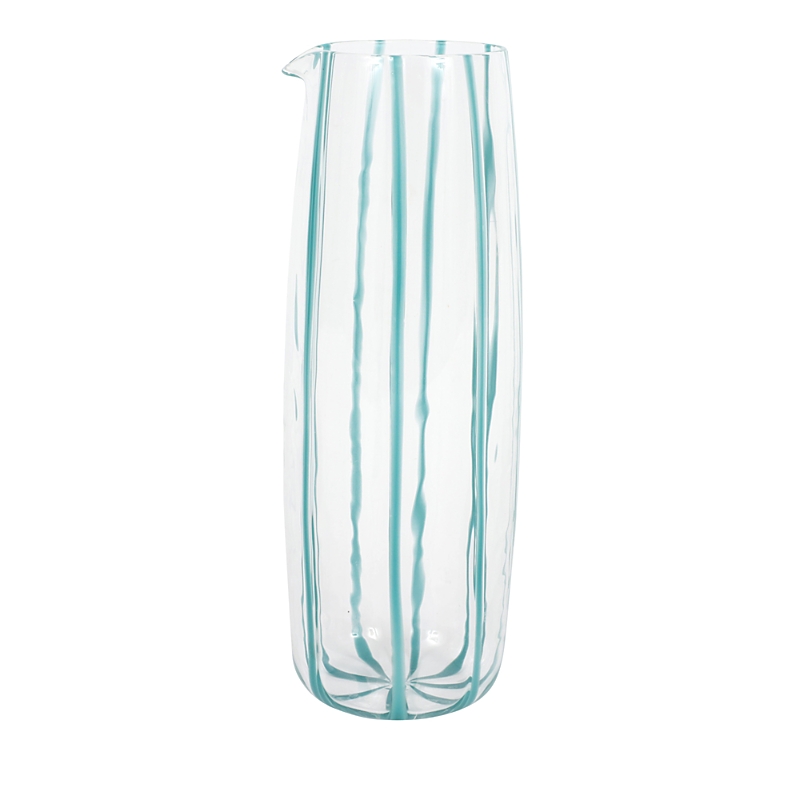 Vietri Nuovo Stripe Pitcher In Teal