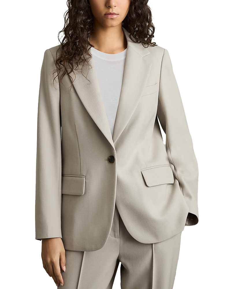 Reiss Brittany Textured Single-button Blazer In Neutral