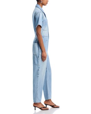 Grover Short Sleeve Denim Jumpsuit  in Disoriented