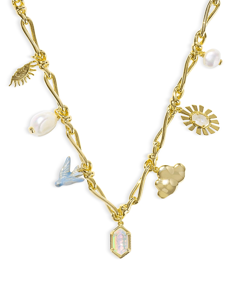 Kendra Scott Melody Mixed Stone Charm Necklace, 18-21 In Gold