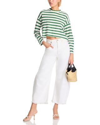 Cropped Long Sleeve Stripe Tee