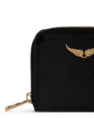 Mini Grained Leather Zip Wallet