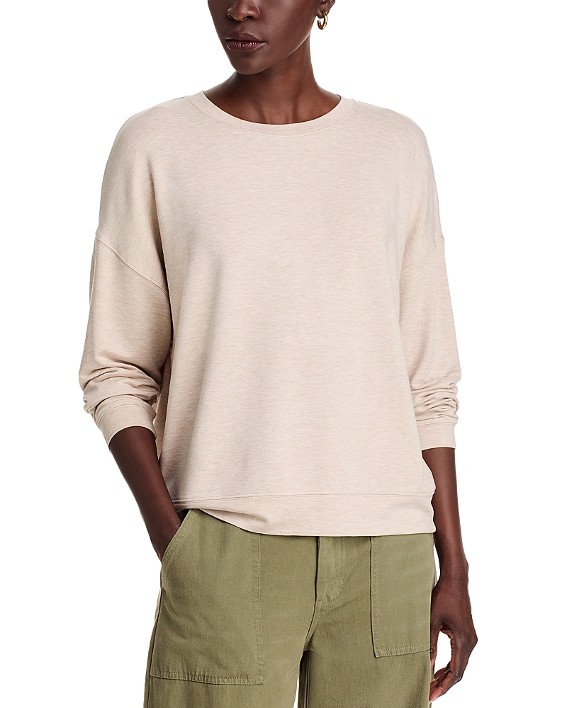 Majestic French Terry Pullover Sweatshirt In Ecru Chine