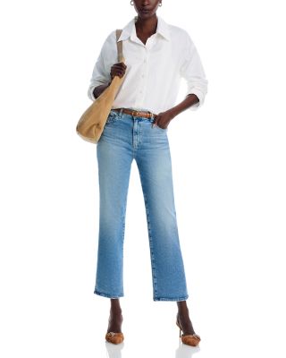 Mid Rise Cropped Straight Leg Jeans in Momento