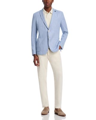 Cotton & Linen Chevron Slim Fit Unstructured Sport Coat