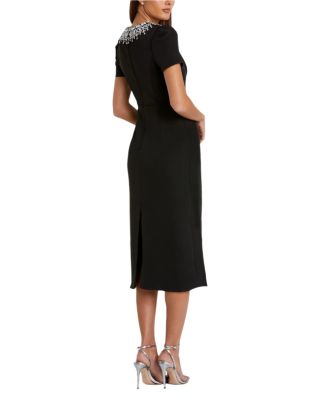 Rhinestone Neckline Column Dress