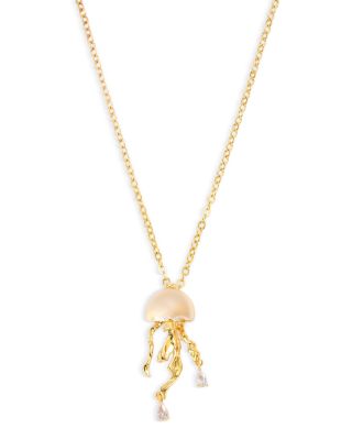 Cubic Zirconia Jellyfish Pendant Necklace in Gold Tone, 16"-19" - Exclusive