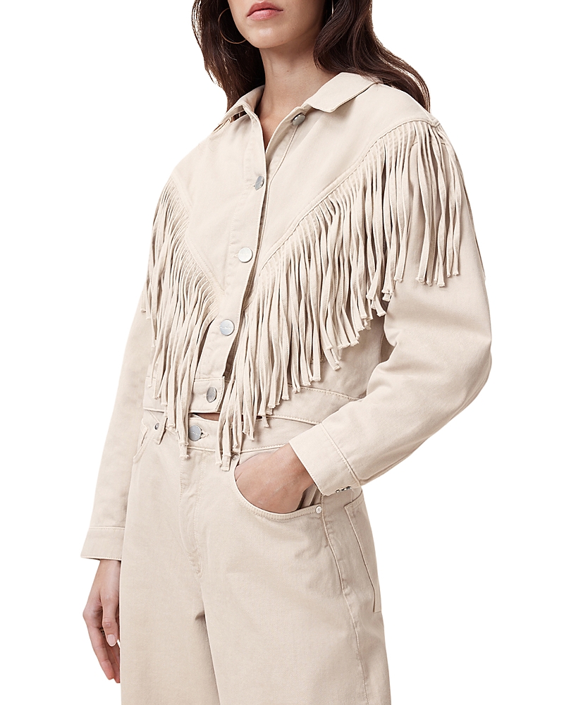 Shop Allsaints Marlene Fringe Jacket In Cream White