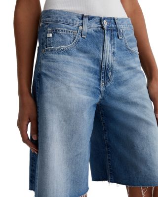 High Rise Denim Bermuda Shorts