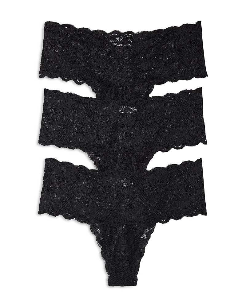 Cosabella Never Say Never Mid-rise Thongs, Set Of 3 In Black