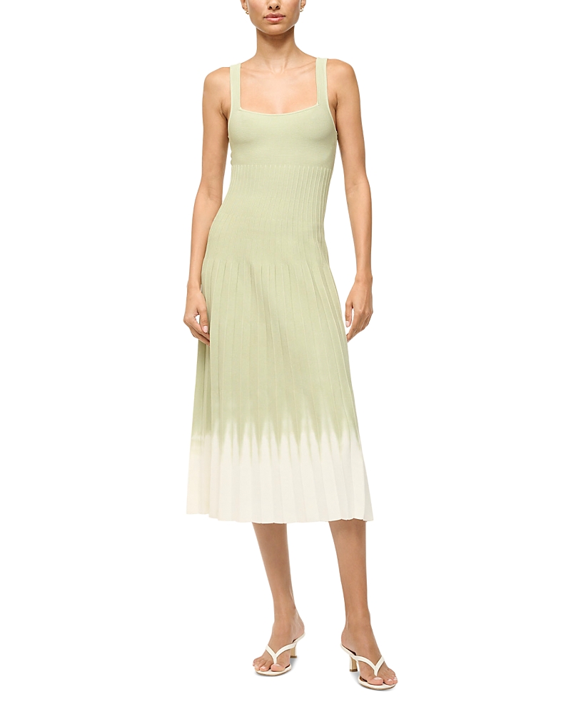 Staud Knitted Ellison Midi Dress In Pale Jade