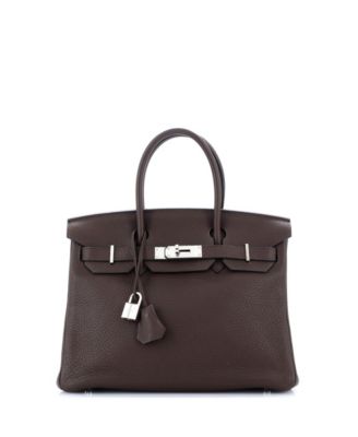 Pre-Owned HERMÈS - Birkin 30 Handbag Brown Clemence with Palladium Hardware