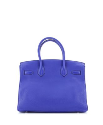 Birkin 30 Handbag Blue Clemence with Palladium Hardware