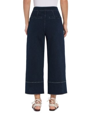 Dion Sailor Crop Palazzo Jeans in Indigo