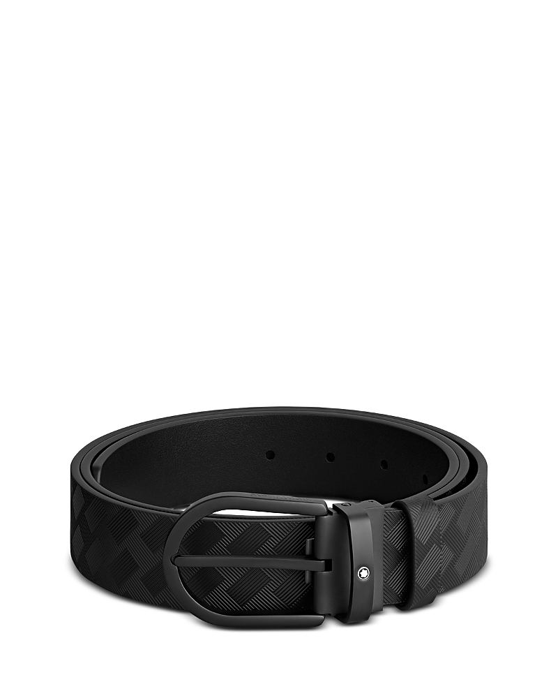 Montblanc Mens Black Horseshoe Logo-embellished Leather Belt