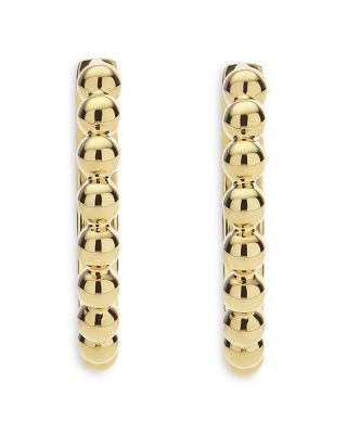 18K Yellow Gold Caviar Gold Beaded Huggie Hoop Earrings