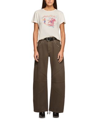 Frederic High Rise Barrel Leg Jeans in Coated Saddle