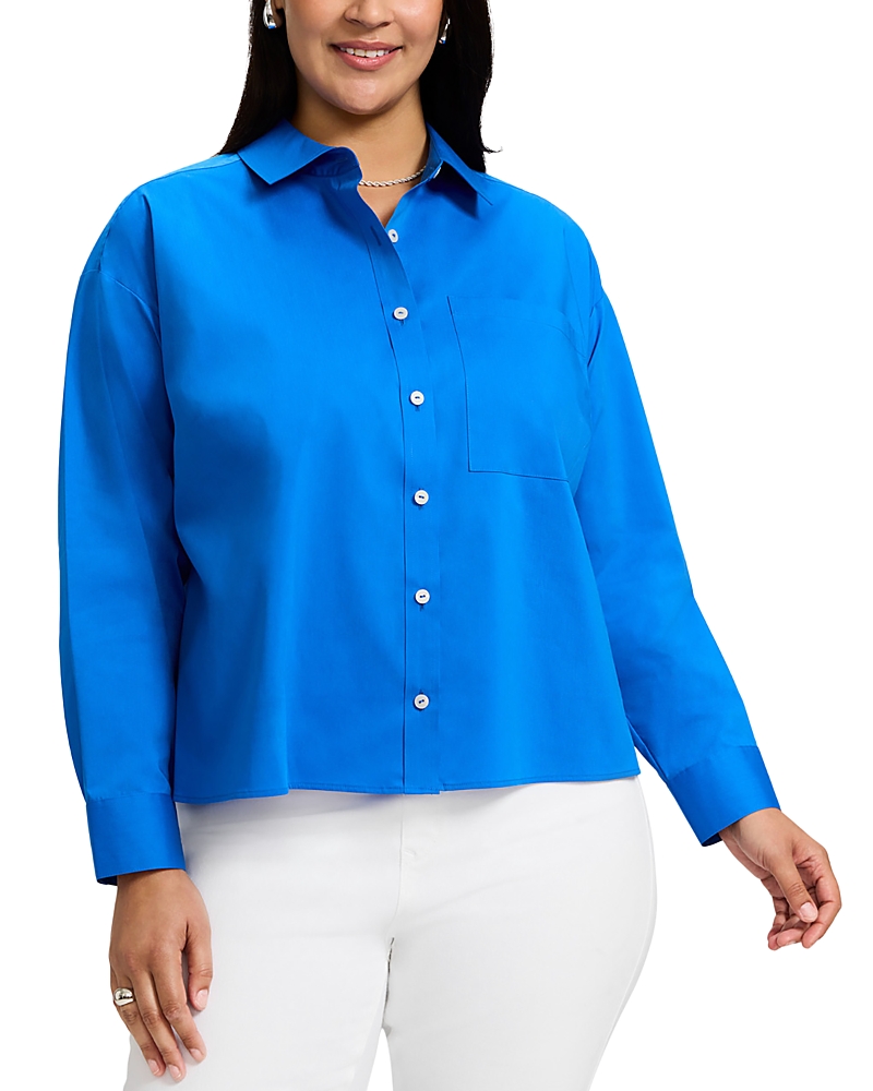 Foxcroft Plus Marina Stretch Shirt In Cobalt Blue