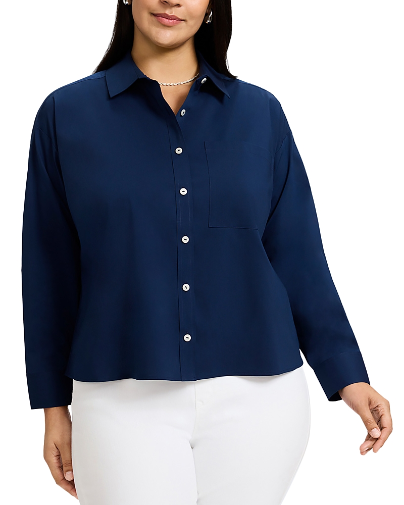 Foxcroft Plus Marina Stretch Shirt In Navy